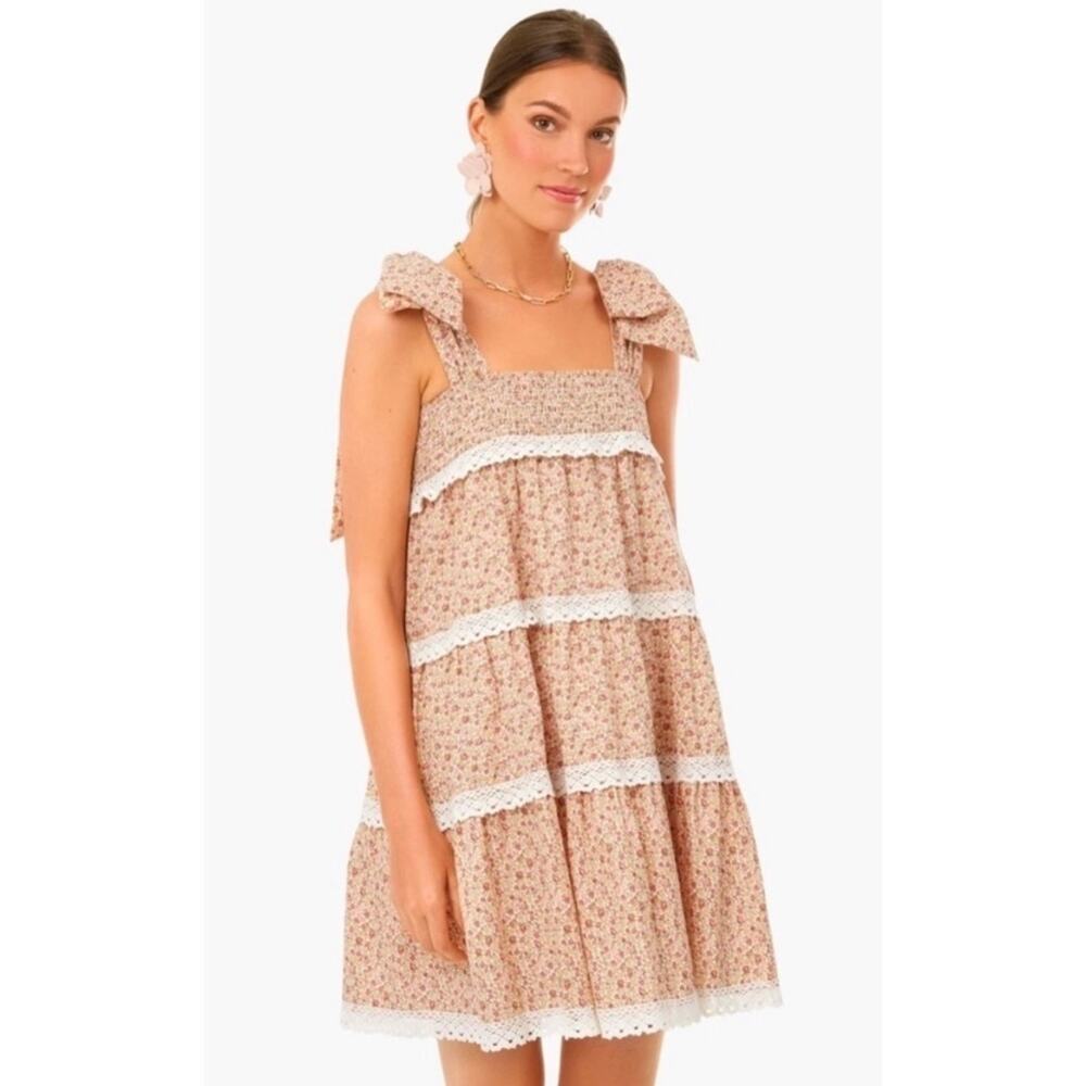 Hyacinth House Tuckernuck Floral Bow Tellie Tiered Lace Smocked Dress Sz XL - Picture 3 of 13